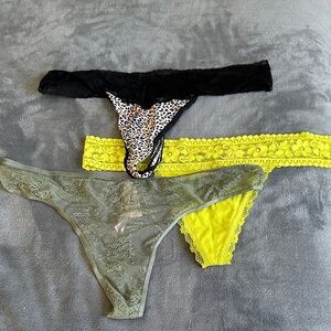Victoria's Secret Black, Yellow, and Green Lace Panties